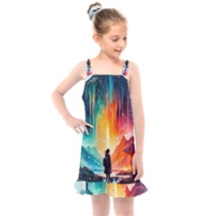 Starry Night Wanderlust: A Whimsical Adventure Kids  Overall Dress by stine1