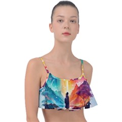 Starry Night Wanderlust: A Whimsical Adventure Frill Bikini Top by stine1