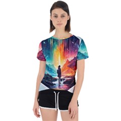 Starry Night Wanderlust: A Whimsical Adventure Open Back Sport T-shirt by stine1