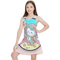 Boy Astronaut Cotton Candy Childhood Fantasy Tale Literature Planet Universe Kawaii Nature Cute Clou Kids  Lightweight Sleeveless Dress by Maspions