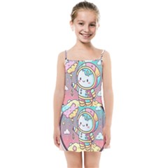 Boy Astronaut Cotton Candy Childhood Fantasy Tale Literature Planet Universe Kawaii Nature Cute Clou Kids  Summer Sun Dress by Maspions