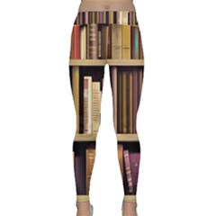 Books Bookshelves Office Fantasy Background Artwork Book Cover Apothecary Book Nook Literature Libra Classic Yoga Leggings by Grandong