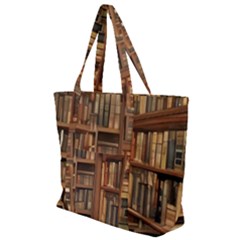 Room Interior Library Books Bookshelves Reading Literature Study Fiction Old Manor Book Nook Reading Zip Up Canvas Bag by Grandong