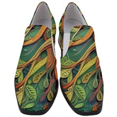 Outdoors Night Setting Scene Forest Woods Light Moonlight Nature Wilderness Leaves Branches Abstract Women Slip On Heel Loafers by Grandong