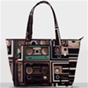 Retro Electronics Old Antiques Texture Wallpaper Vintage Cassette Tapes Retrospective Back Pocket Shoulder Bag  View1