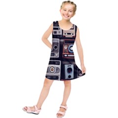 Retro Cameras Old Vintage Antique Technology Wallpaper Retrospective Kids  Tunic Dress by Grandong