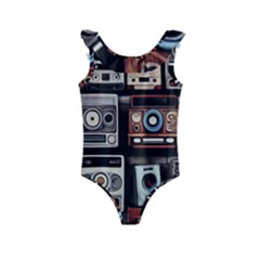 Retro Cameras Old Vintage Antique Technology Wallpaper Retrospective Kids  Frill Swimsuit by Grandong