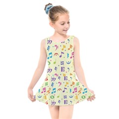 Seamless Pattern Musical Note Doodle Symbol Kids  Skater Dress Swimsuit by Apen