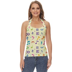 Seamless Pattern Musical Note Doodle Symbol Basic Halter Top by Apen