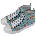 Seamless Pattern Musical Instruments Notes Headphones Player Women s Mid-Top Canvas Sneakers View2