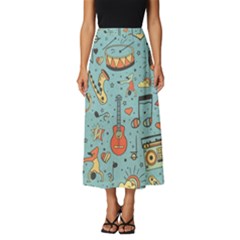 Seamless Pattern Musical Instruments Notes Headphones Player Classic Midi Chiffon Skirt by Apen