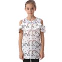 Cute Art Print Pattern Fold Over Open Sleeve Top View1