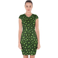 Seamless Pattern With Viruses Capsleeve Drawstring Dress  by Apen