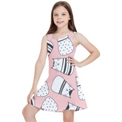 Cute Cats Cartoon Seamless-pattern Kids  Lightweight Sleeveless Dress by Apen