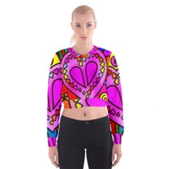 Stained Glass Love Heart Cropped Sweatshirt by Apen