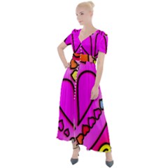 Stained Glass Love Heart Button Up Short Sleeve Maxi Dress by Apen