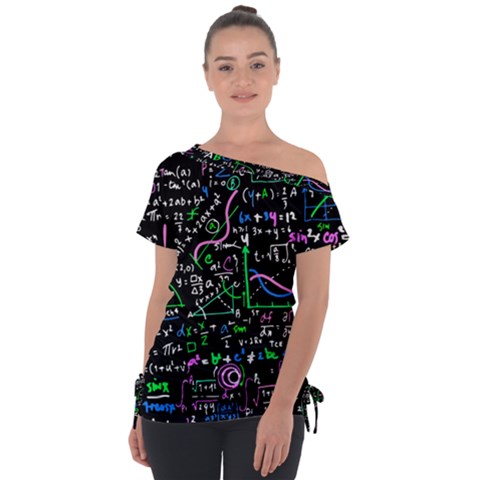 Math Linear Mathematics Education Circle Background Off Shoulder Tie-up T-shirt by Apen