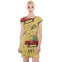 Childish Seamless Pattern With Dino Driver Cap Sleeve Bodycon Dress View1