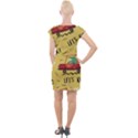 Childish Seamless Pattern With Dino Driver Cap Sleeve Bodycon Dress View2