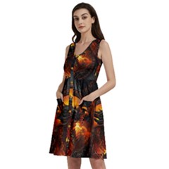 Dragon Fire Fantasy Art Sleeveless Dress With Pocket by Maspions