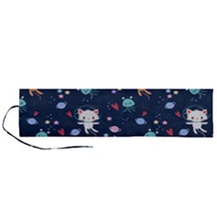 Cute Astronaut Cat With Star Galaxy Elements Seamless Pattern Roll Up Canvas Pencil Holder (l) by Apen