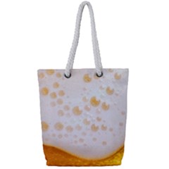 Beer Foam Texture Macro Liquid Bubble Full Print Rope Handle Tote (small) by Cemarart