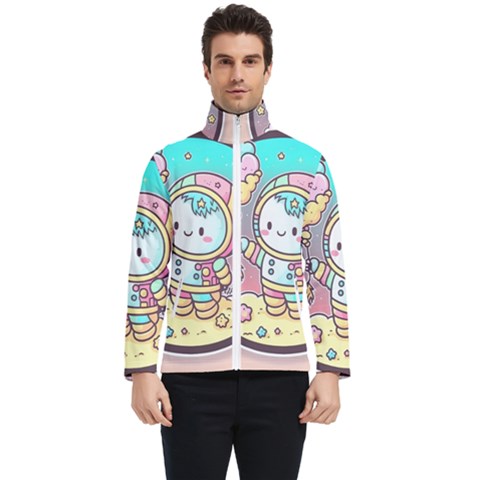 Boy Astronaut Cotton Candy Childhood Fantasy Tale Literature Planet Universe Kawaii Nature Cute Clou Men s Bomber Jacket by Maspions