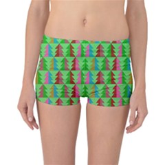 Trees Pattern Retro Pink Red Yellow Holidays Advent Christmas Reversible Boyleg Bikini Bottoms by Maspions