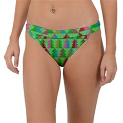 Trees Pattern Retro Pink Red Yellow Holidays Advent Christmas Band Bikini Bottoms by Maspions