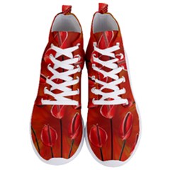 Flowers Red Men s Lightweight High Top Sneakers by Askadina