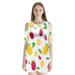 Strawberry Lemons Fruit Shoulder Cutout Velvet One Piece by Askadina