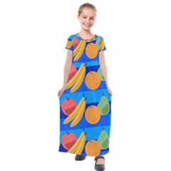 Fruit Texture Wave Fruits Kids  Short Sleeve Maxi Dress by Askadina