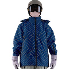 Plaid Background Blue Women s Zip Ski And Snowboard Waterproof Breathable Jacket by Askadina