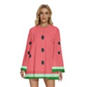 Watermelon Melon Fruit Healthy Food Meal Breakfast Lunch Juice Lemonade Summer Round Neck Long Sleeve Bohemian Style Chiffon Mini Dress View1