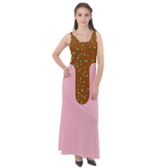 Ice Cream Dessert Food Cake Chocolate Sprinkles Sweet Colorful Drip Sauce Cute Sleeveless Velour Maxi Dress by Maspions