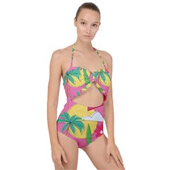 Ocean Watermelon Vibes Summer Surfing Sea Fruits Organic Fresh Beach Nature Scallop Top Cut Out Swimsuit by Maspions