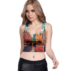 London England Bridge Europe Buildings Architecture Vintage Retro Town City Racer Back Crop Top by Maspions