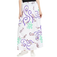 Fish Lilies Sea Aquatic Flowers Algae Bubble Animal Wildlife Nature Ocean Maxi Chiffon Skirt by Bedest