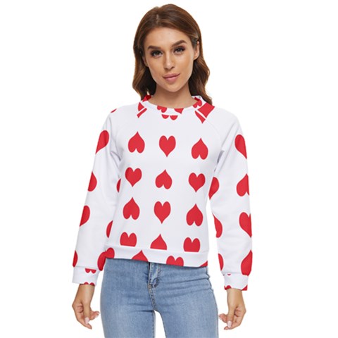 Heart Red Love Valentines Day Women s Long Sleeve Raglan T-shirt by Bajindul