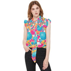 Circles Art Seamless Repeat Bright Colors Colorful Frill Detail Shirt by Maspions