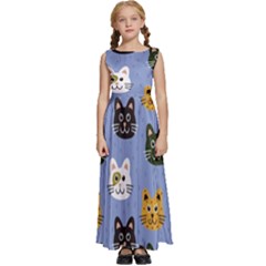 Cat Cat Background Animals Little Cat Pets Kittens Kids  Satin Sleeveless Maxi Dress by Maspions