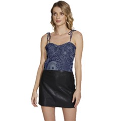 Blue Paisley Texture, Blue Paisley Ornament Flowy Camisole Tie Up Top by nateshop