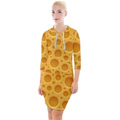 Cheese Texture Food Textures Quarter Sleeve Hood Bodycon Dress by nateshop