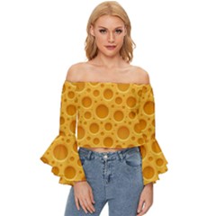 Cheese Texture Food Textures Off Shoulder Flutter Bell Sleeve Top by nateshop