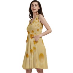 Cheese Texture, Yellow Cheese Background Sleeveless V-neck Skater Dress With Pockets by nateshop