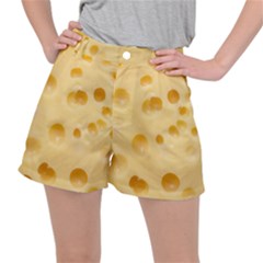 Cheese Texture, Yellow Cheese Background Women s Ripstop Shorts by nateshop