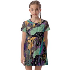 Flowers Trees Forest Mystical Forest Nature Kids  Asymmetric Collar Dress by Maspions