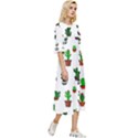 Cactus Plants Background Pattern Seamless Double Cuff Midi Dress View3