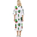 Cactus Plants Background Pattern Seamless Double Cuff Midi Dress View4