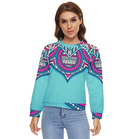 Mandala Blue Women s Long Sleeve Raglan T-shirt by goljakoff